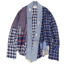 【美品】グレッグローレン Greg Lauren ジャケット デニム パッチワーク ダメージ加工 コットン アウター メンズ アメリカ製 3(L相当) ネイビー/ブルー【中古】