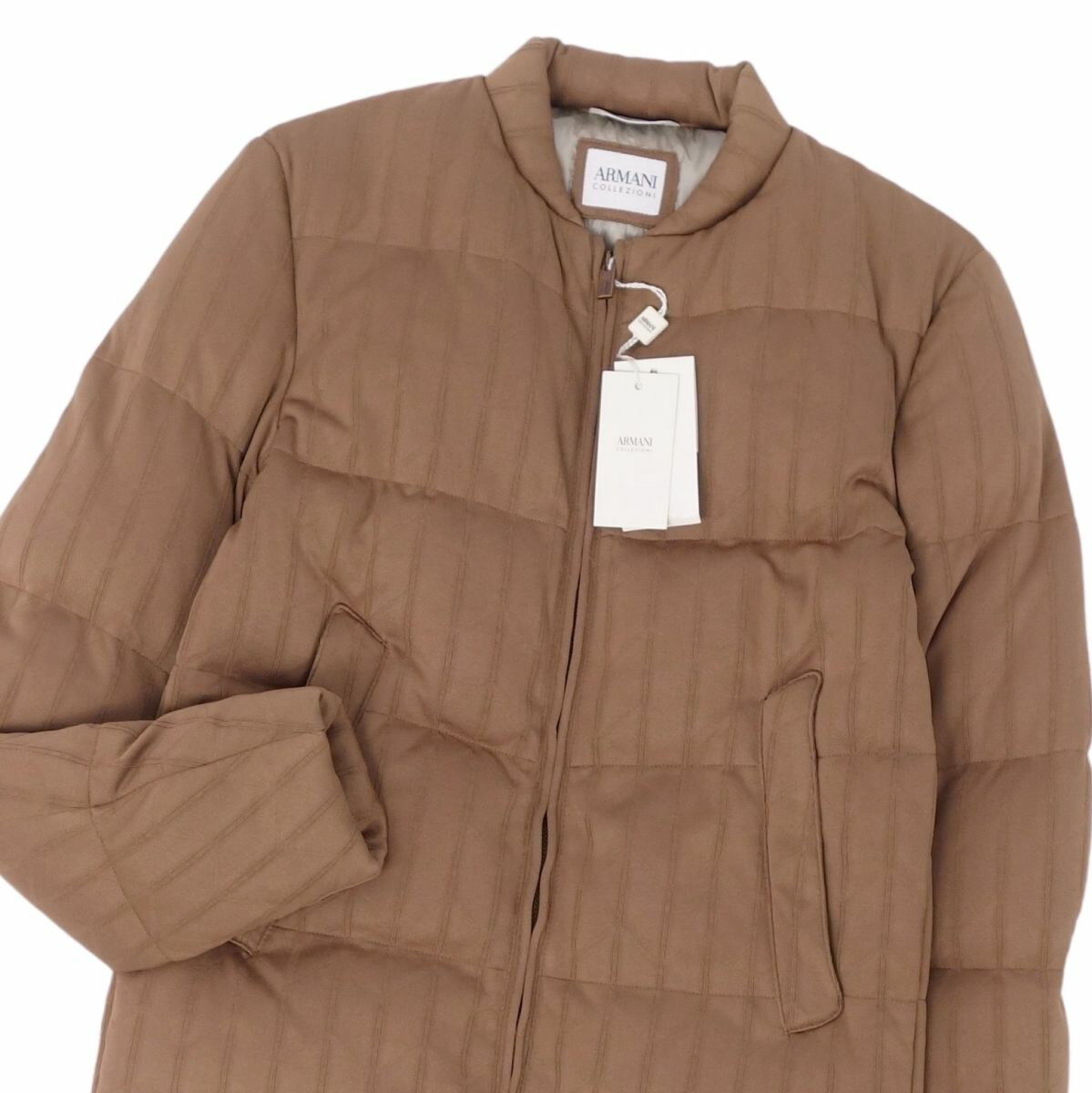 【新古品】アルマーニ コレッツォーニ ARMANI COLLEZIONI ジャケット ダウンジャケット ジップアップ アウター メンズ 46(S相当) ブラウン【中古】