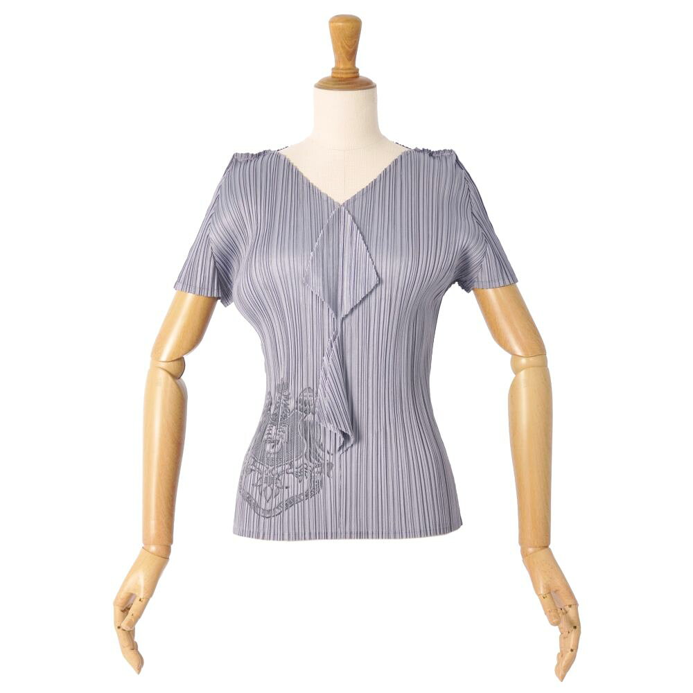 樂天商城 - 【美品】プリーツプリーズ イッセイミヤケ PLEATS PLEASE シャツ ブラウス ショートスリーブ 半袖 ポリエステル トップス レディース 4(XL相当) グレー【中古】
