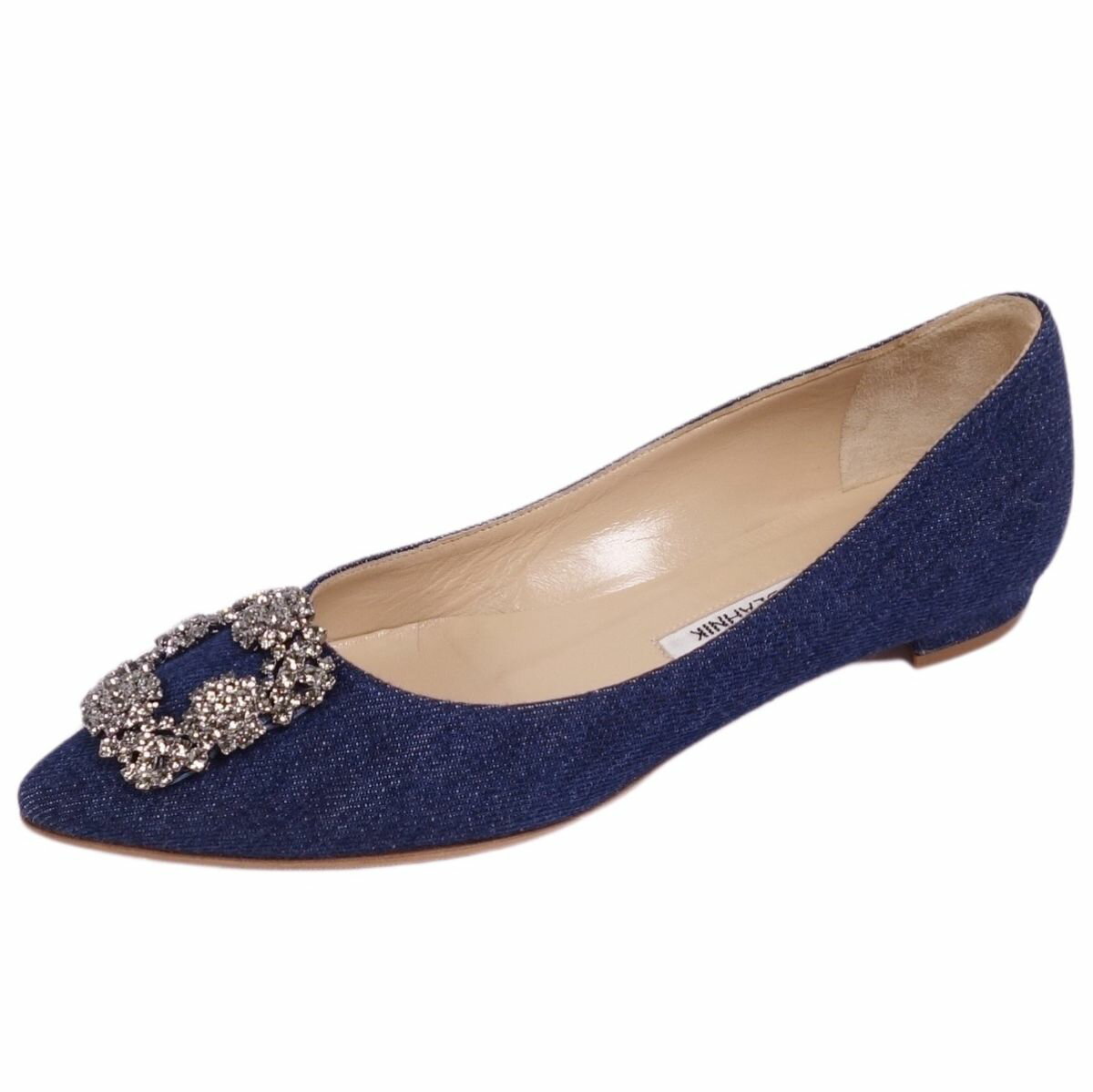 【美品】マノロ・ブラニク Manolo Blahnik パンプス ハンギシ フラット ポインテッドトゥ デニム シューズ レディース 35(22cm相当) インディゴブルー【中古】のサムネイル