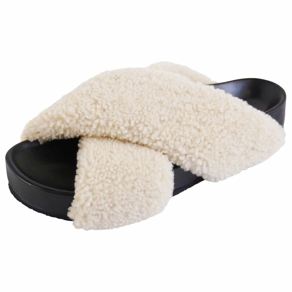 Rakuten - 【新古品】ジルサンダー JIL SANDER サンダル ボアクロスサンダル ムートン シューズ 靴 レディース 38(25cm相当) ホワイト【中古】