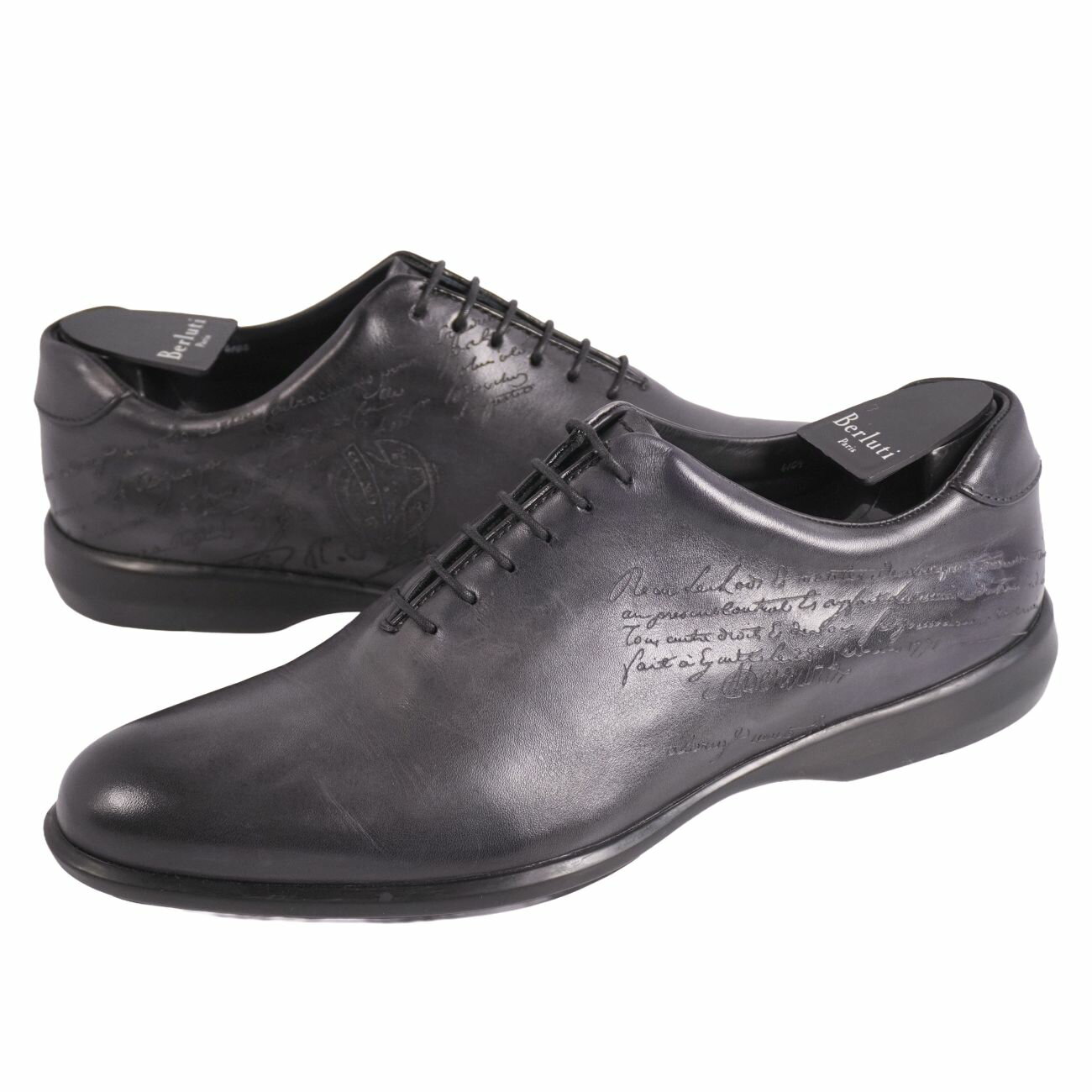 【新古品】ベルルッティ Berluti レザーシューズ アマデオ ビジネスシューズ カリグラフィ スクリットレザー 革靴 メンズ イタリア製 7(26.5cm相当) ブラック【中古】