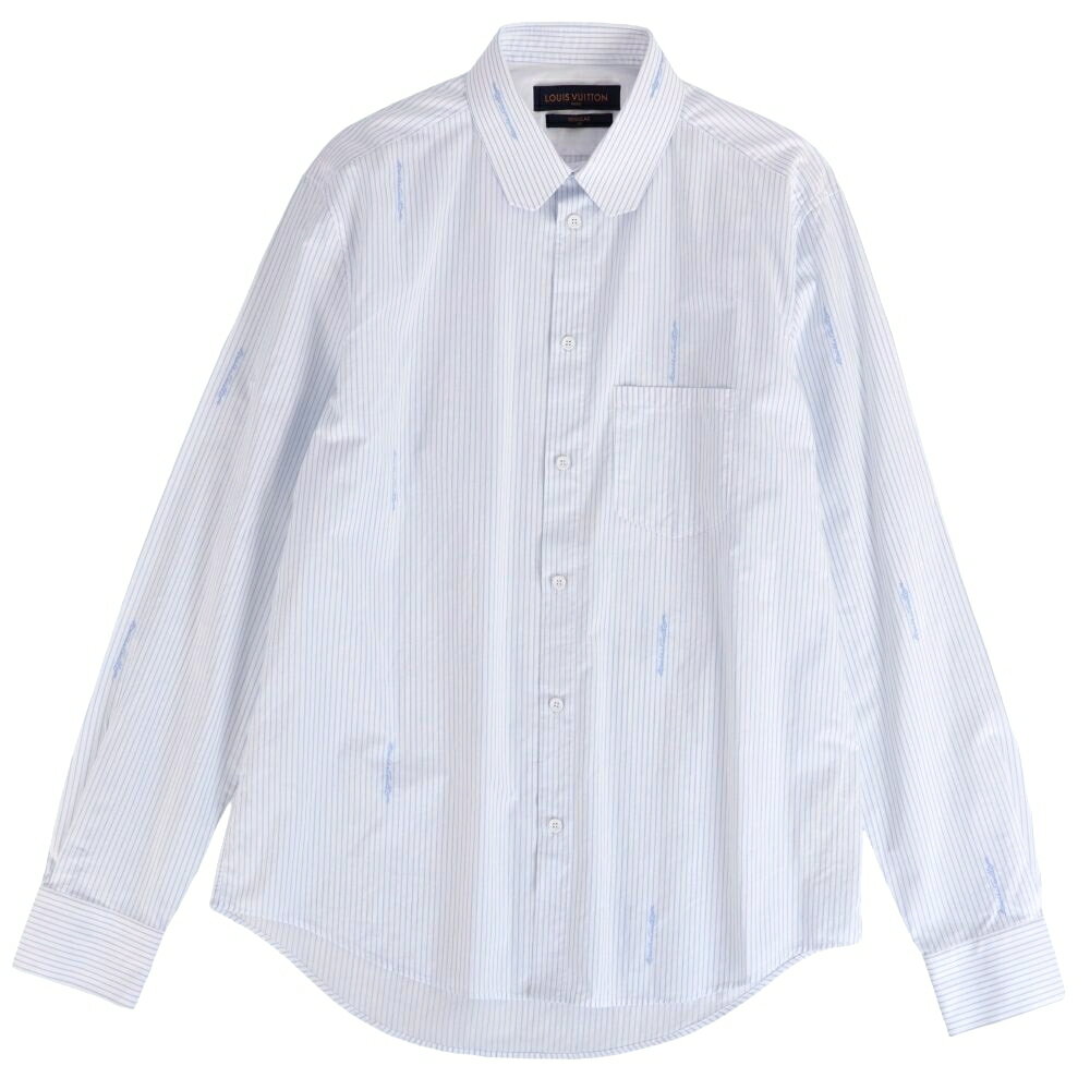 Rakuten - 【美品】ルイヴィトン LOUIS VUITTON シャツ 2021 DNA ロングスリーブ 長袖 ストライプ コットン トップス メンズ イタリア製 40(15 3/4) ブルー【中古】