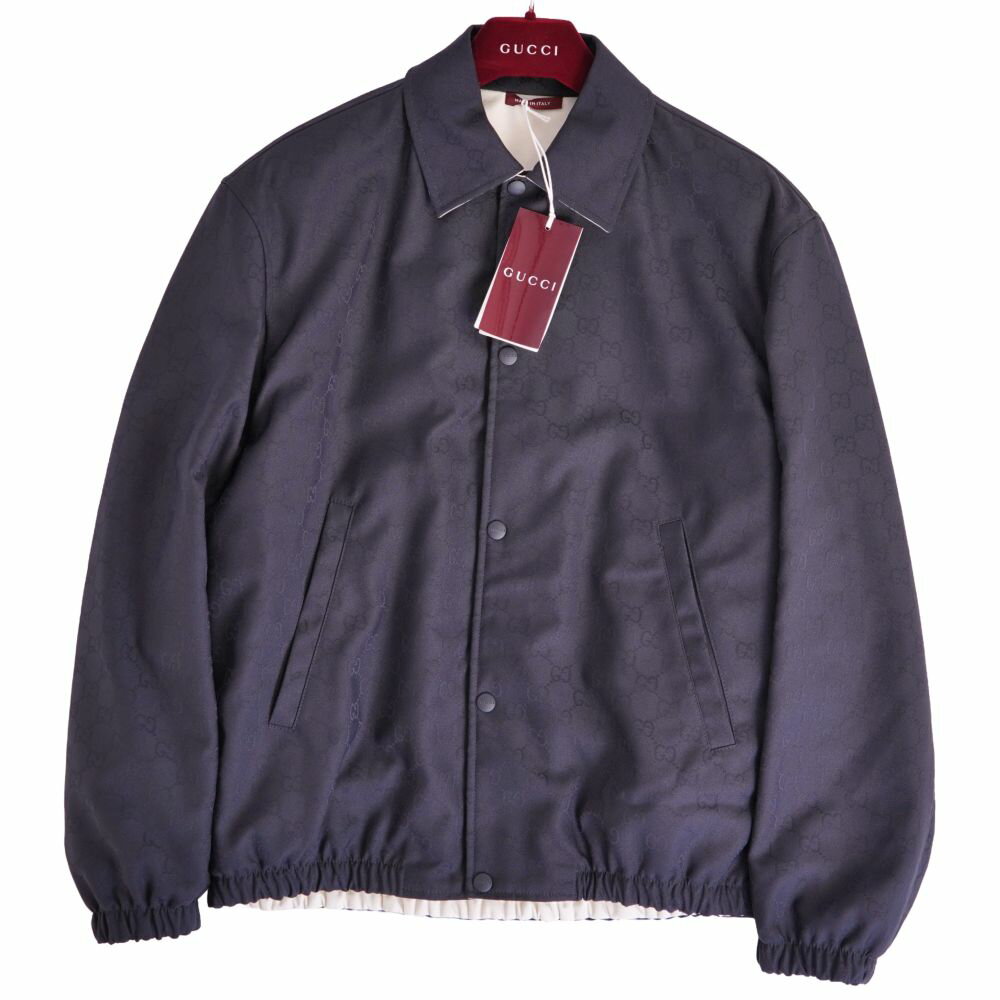 樂天商城 - 【新古品】グッチ GUCCI ジャケット 787211 ブルゾン リバーシブル GG柄 コットン アウター メンズ イタリア製 46(S相当) ネイビー/ホワイト【中古】