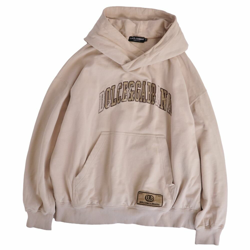 Rakuten - 【美品】ドルチェ&ガッバーナ DOLCE&GABBANA パーカー フーディー スウェット ロングスリーブ 長袖 コットン トップス メンズ イタリア製 M ベージュ【中古】
