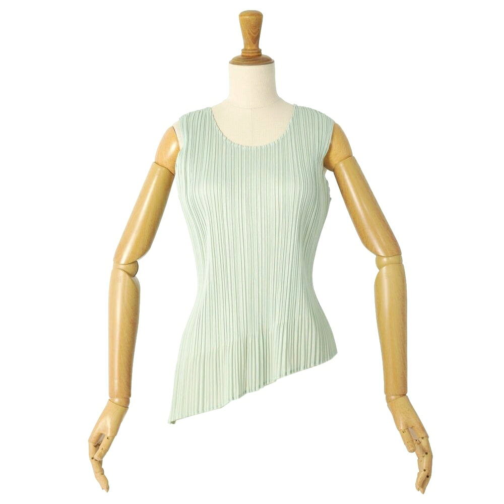 Rakuten - 【美品】プリーツプリーズ イッセイミヤケ PLEATS PLEASE シャツ ブラウス ノースリーブ トップス レディース 3(L相当) グリーン【中古】