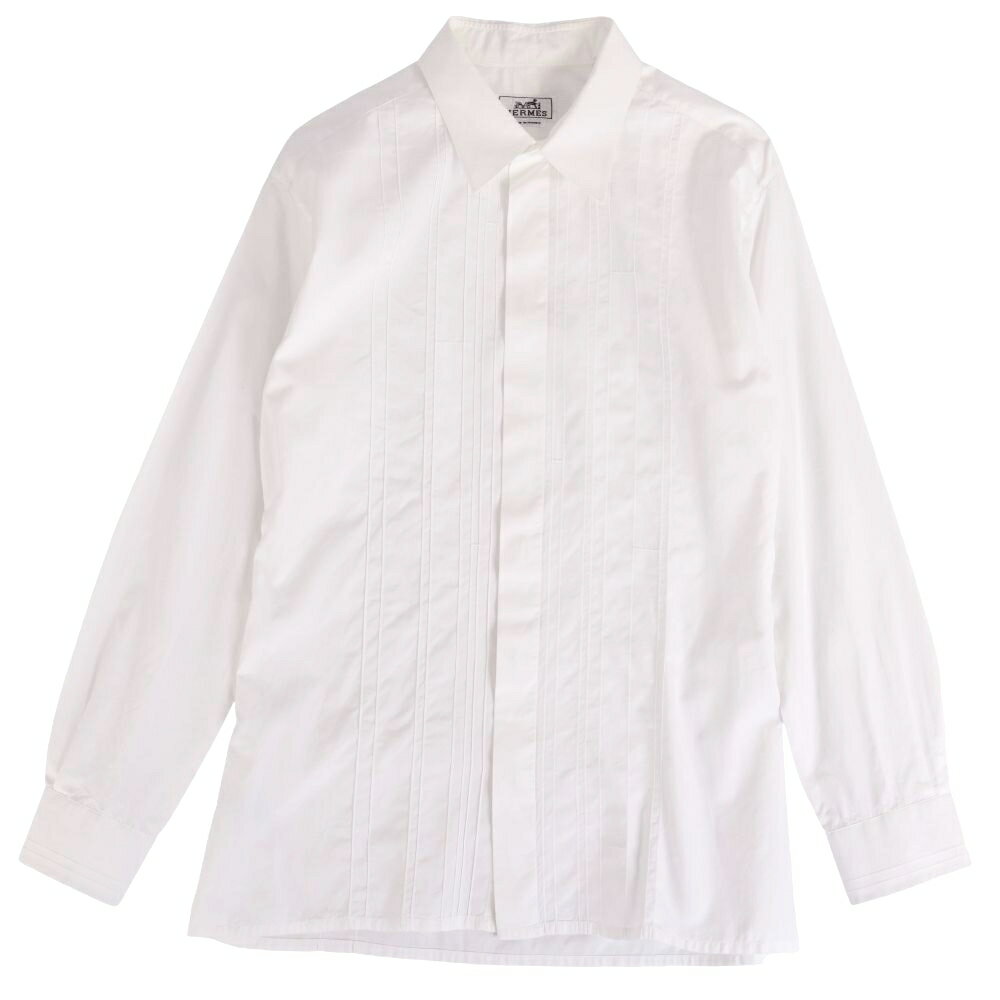 Rakuten - 【美品】エルメス HERMES シャツ ロングスリーブ 長袖 コットン トップス メンズ フランス製 43/17 ホワイト【中古】