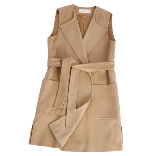 【極美品】マックスマーラ Max Mara コート 白タグ ノースリーブ キャメルヘアー100% アウター レディース イタリア製 JI40 USA6 GB8(M相当) ベージュ【中古】 【極美品】マックスマーラ Max Mara コート 白タグ ノースリーブ キャメルヘアー100% アウター レディース イタリア製 JI40 USA6 GB8(M相当) ベージュ【中古】