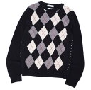 【美品】ヴァレンティノ VALENTINO ニット セーター ロングスリーブ 長袖 ロックスタッズ アーガイル柄 トップス メンズ XS ブラック【中古】