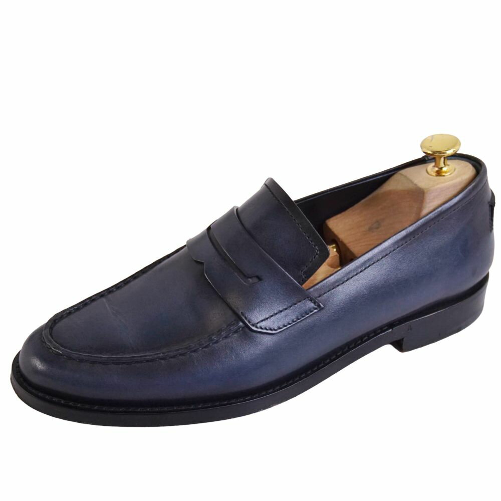 Rakuten - 【美品】ベルルッティ Berluti ローファー コインローファー ビジネスシューズ ヴェネチアンレザー 革靴 メンズ イタリア製 7(26.5cm相当) ネイビー【中古】