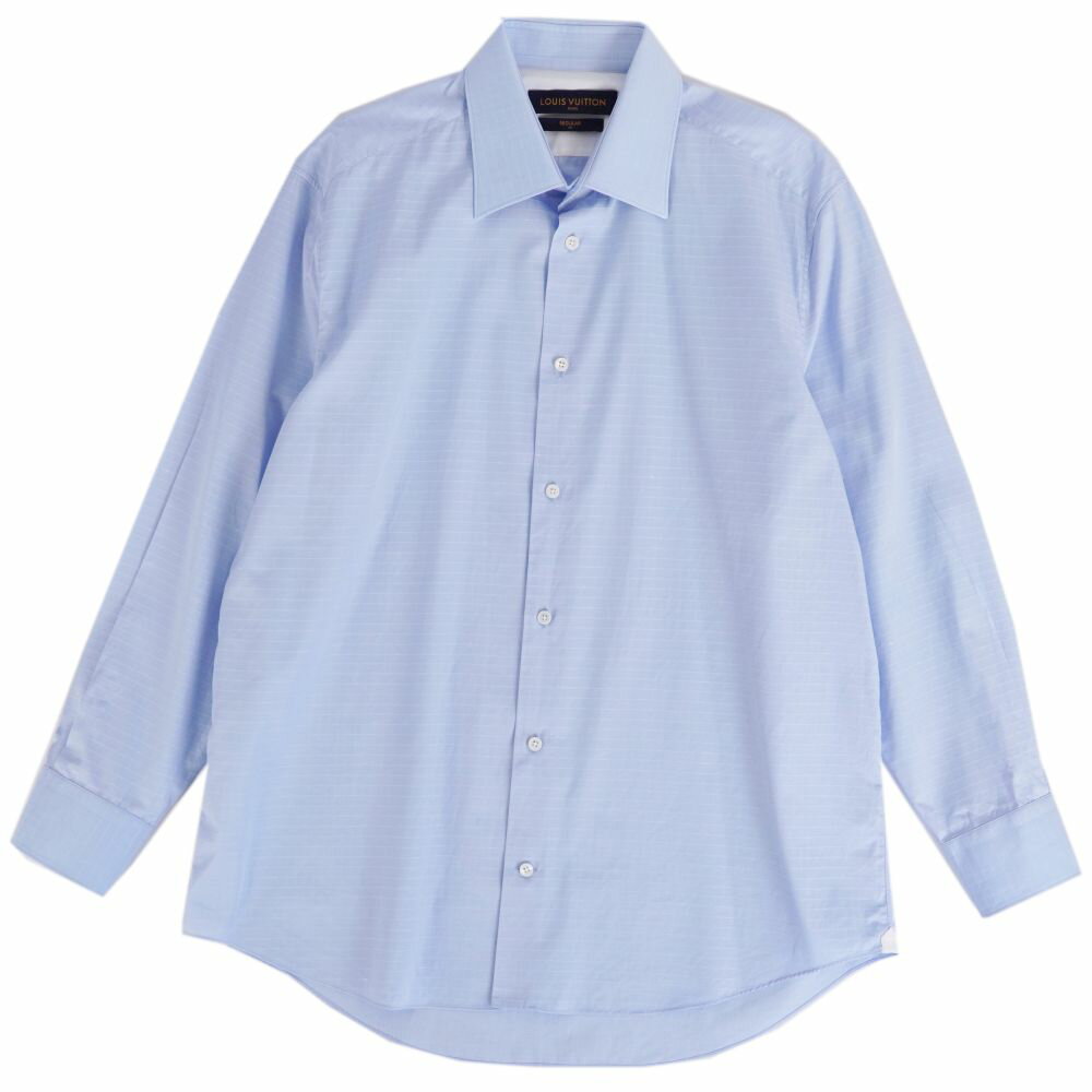 樂天商城 - 【美品】ルイヴィトン LOUIS VUITTON シャツ ロングスリーブ 長袖 チェック コットン トップス メンズ イタリア製 42(16.5) ブルー【中古】