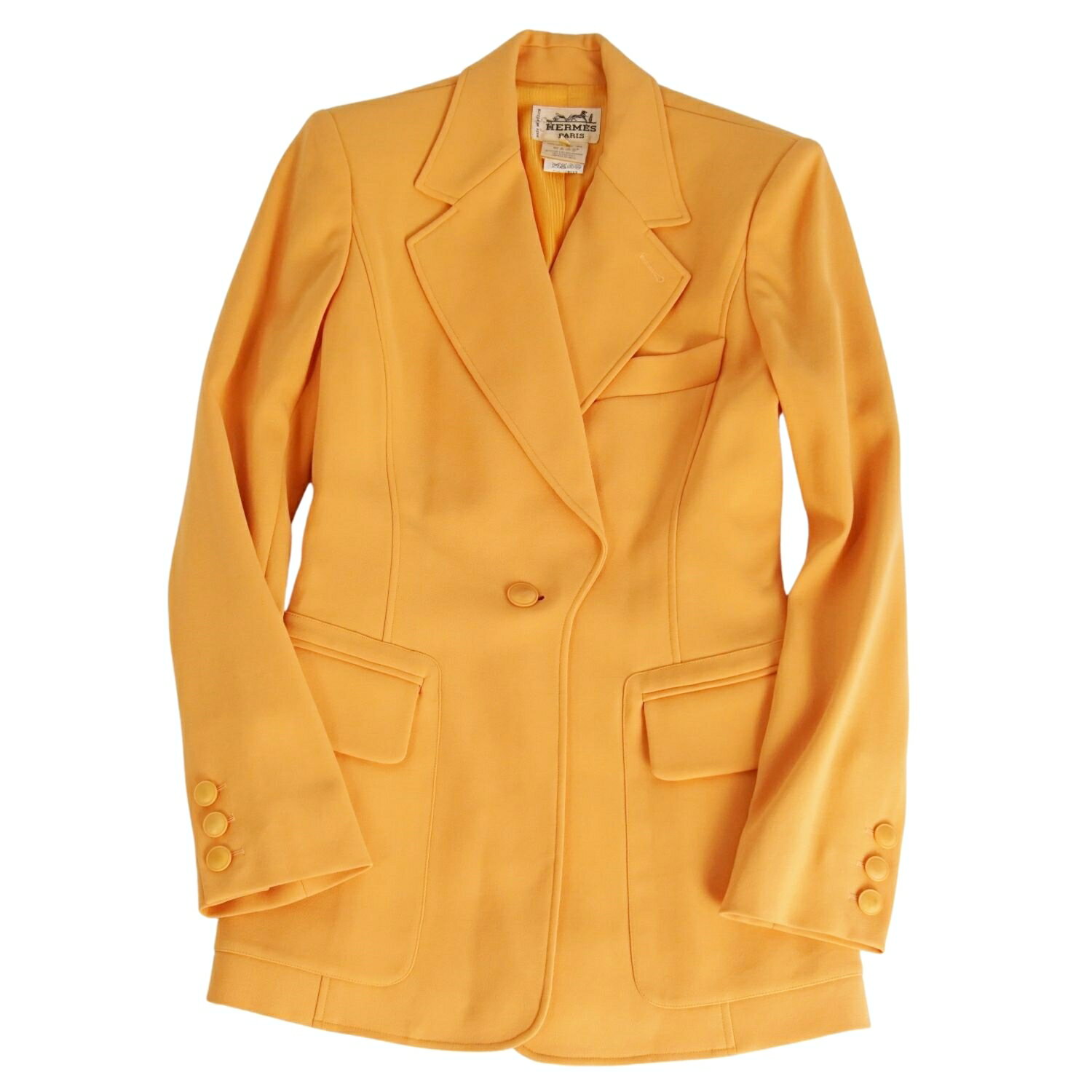 Rakuten - 【美品】Vintage エルメス HERMES ジャケット テーラード ウール アウター レディース フランス製 38(M相当) オレンジ【中古】