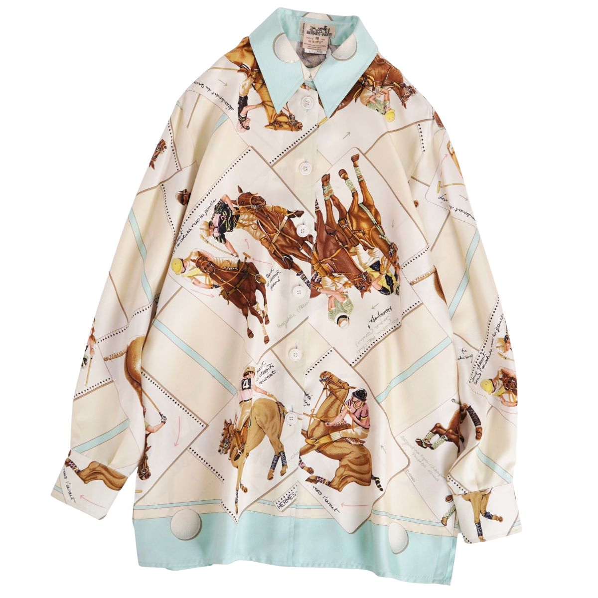 Rakuten - 【美品】Vintage エルメス HERMES シャツ ブラウス ロングスリーブ 長袖 総柄 シルク トップス レディース フランス製 38(M相当) マルチカラー【中古】