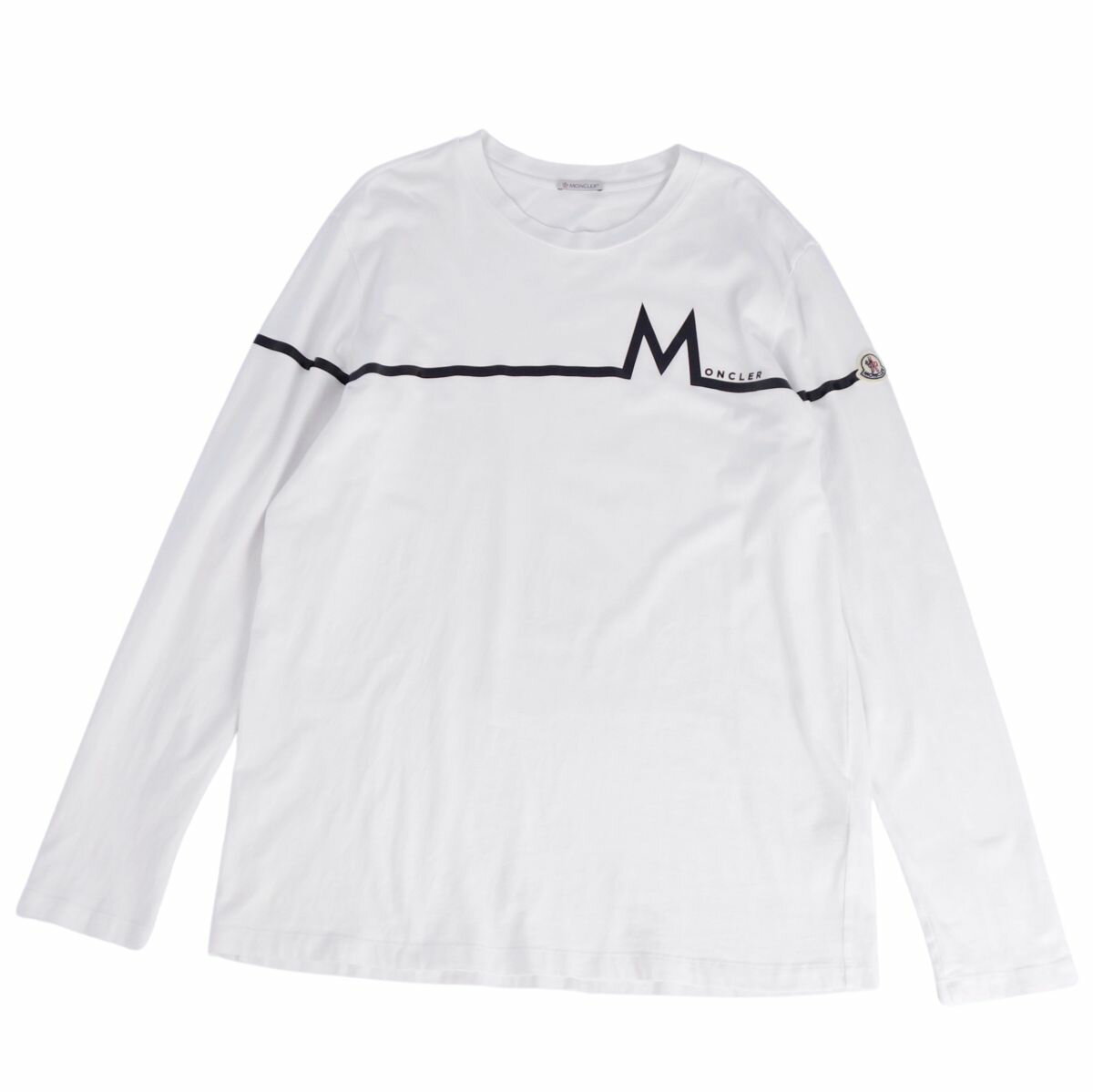 【美品】モンクレール MONCLER Tシャツ 2021 カットソー ロングスリーブ 長袖 コットン トップス メンズ XL ホワイト【中古】
