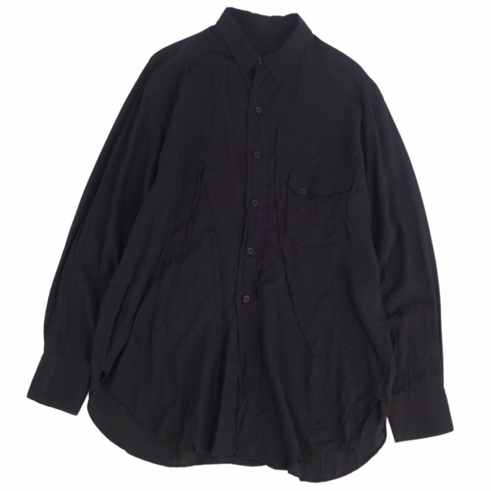 【美品】ヨウジヤマモト Yohji Yamamoto POUR HOMME シャツ ロングスリーブ 無地 HG-B11-200 トップス メンズ 3(L相当) ブラック【中古】