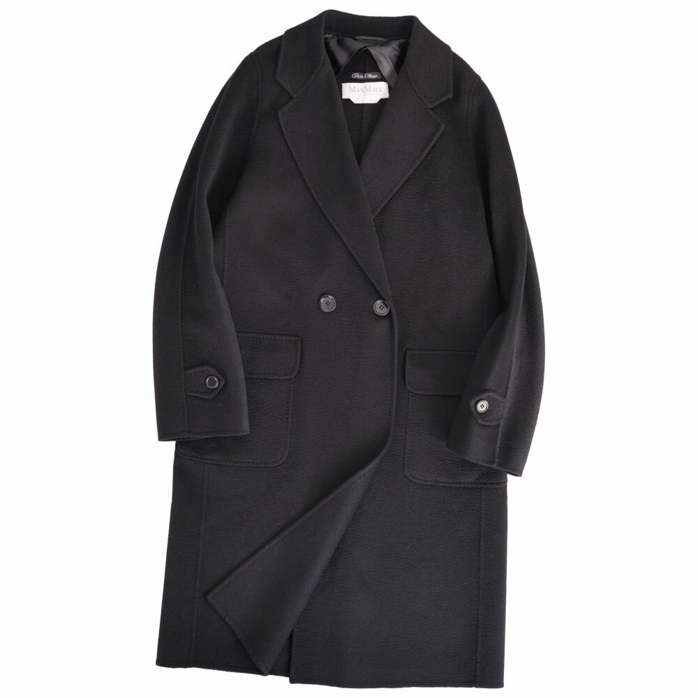 Rakuten - 【美品】マックスマーラ Max Mara コート 白タグ ロングコート cucito a mano クチートアマーノ カシミヤ アウター レディース イタリア製 JI42 USA8 GB10(L相当) ブラック【中古】