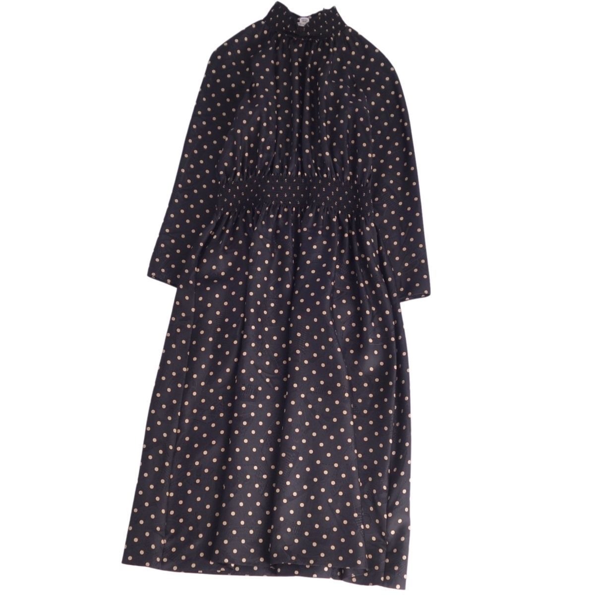【美品】エルメス HERMES 2021AW ワンピース シャツ ブラウス ロングスリーブ ドット柄 総柄 シルク レディース フランス製 38(M相当) ブラック【中古】のサムネイル