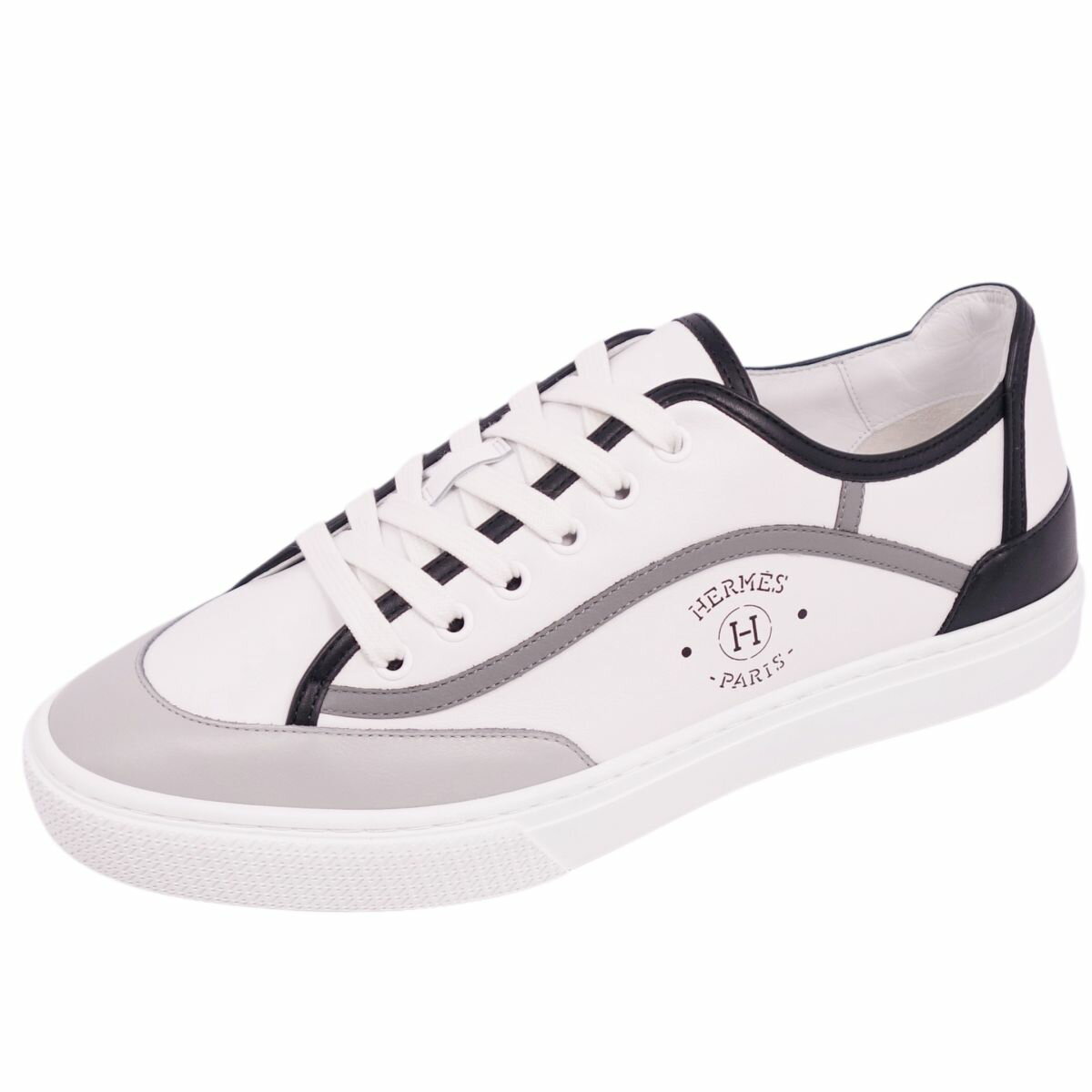 【新古品】エルメス HERMES スニーカー レースアップ GET ゲット ロゴ カーフレザー シューズ メンズ 41(26cm相当) ホワイト【中古】のサムネイル