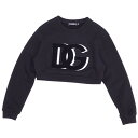 【美品】ドルチェ&ガッバーナ DOLCE&GABBANA クロップド スウェット トレーナー DG刺繍 コットン トップス レディース イタリア製 XXS ブラック【中古】