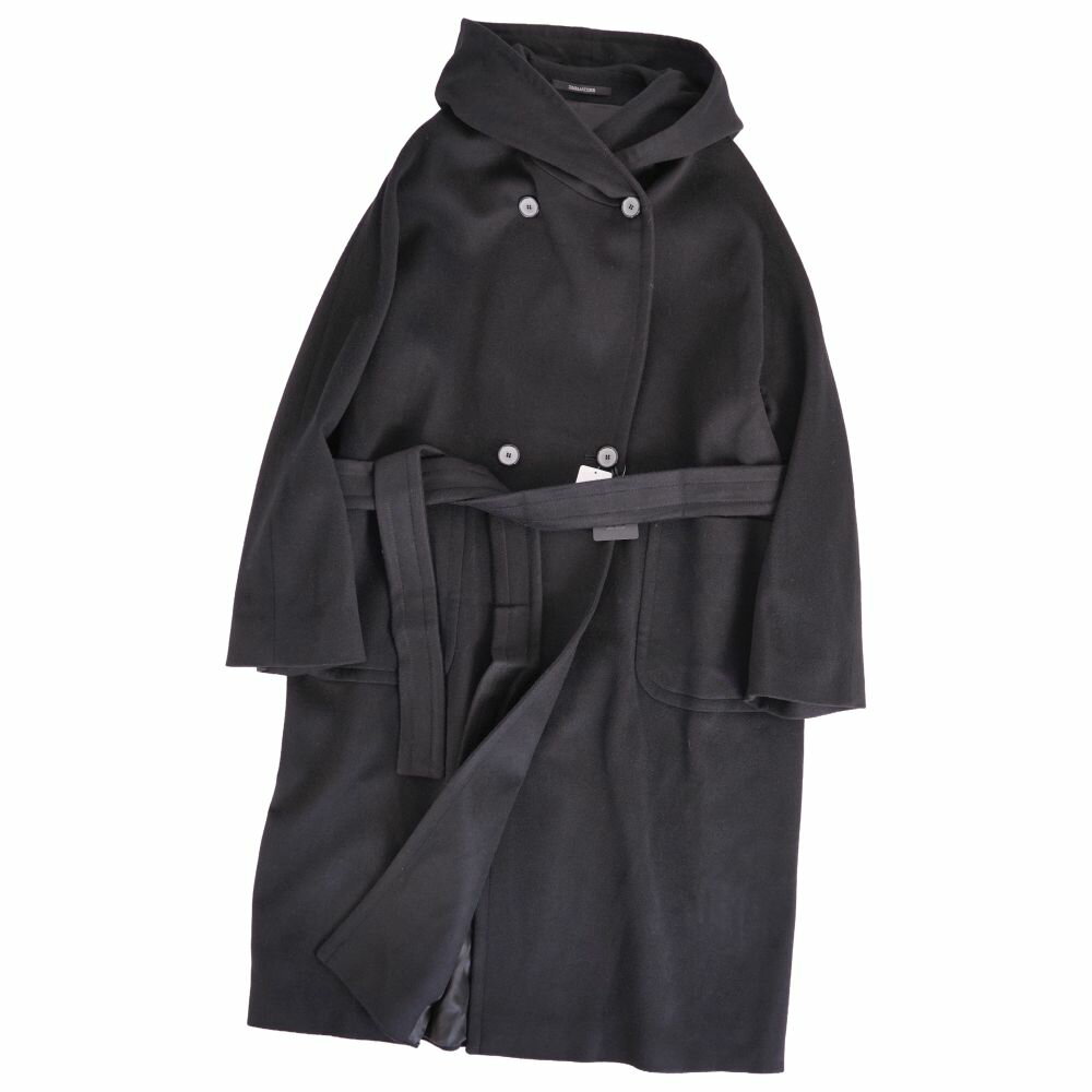 樂天商城 - 【新古品】タリアトーレ TAGLIATORE コート フード付き DAISY ロングコート ダブルブレスト ウール カシミヤ アウター レディース イタリア製 42(L相当) ブラック【中古】