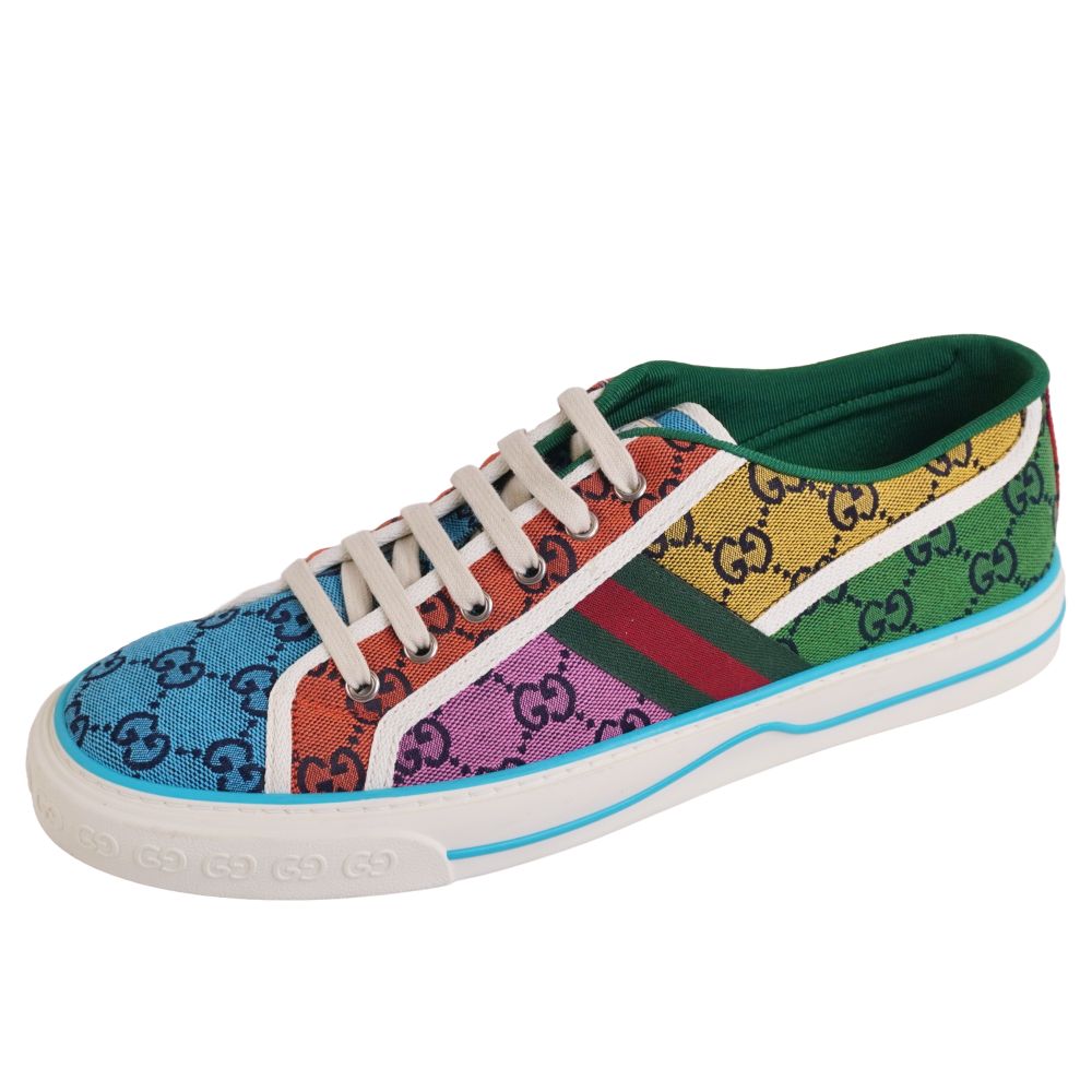 Rakuten - 【新古品】グッチ GUCCI TENNIS 1977 スニーカー ローカット キャンバス GG柄 シェリーライン シューズ 靴 メンズ イタリア製 10(29cm相当) マルチカラー【中古】