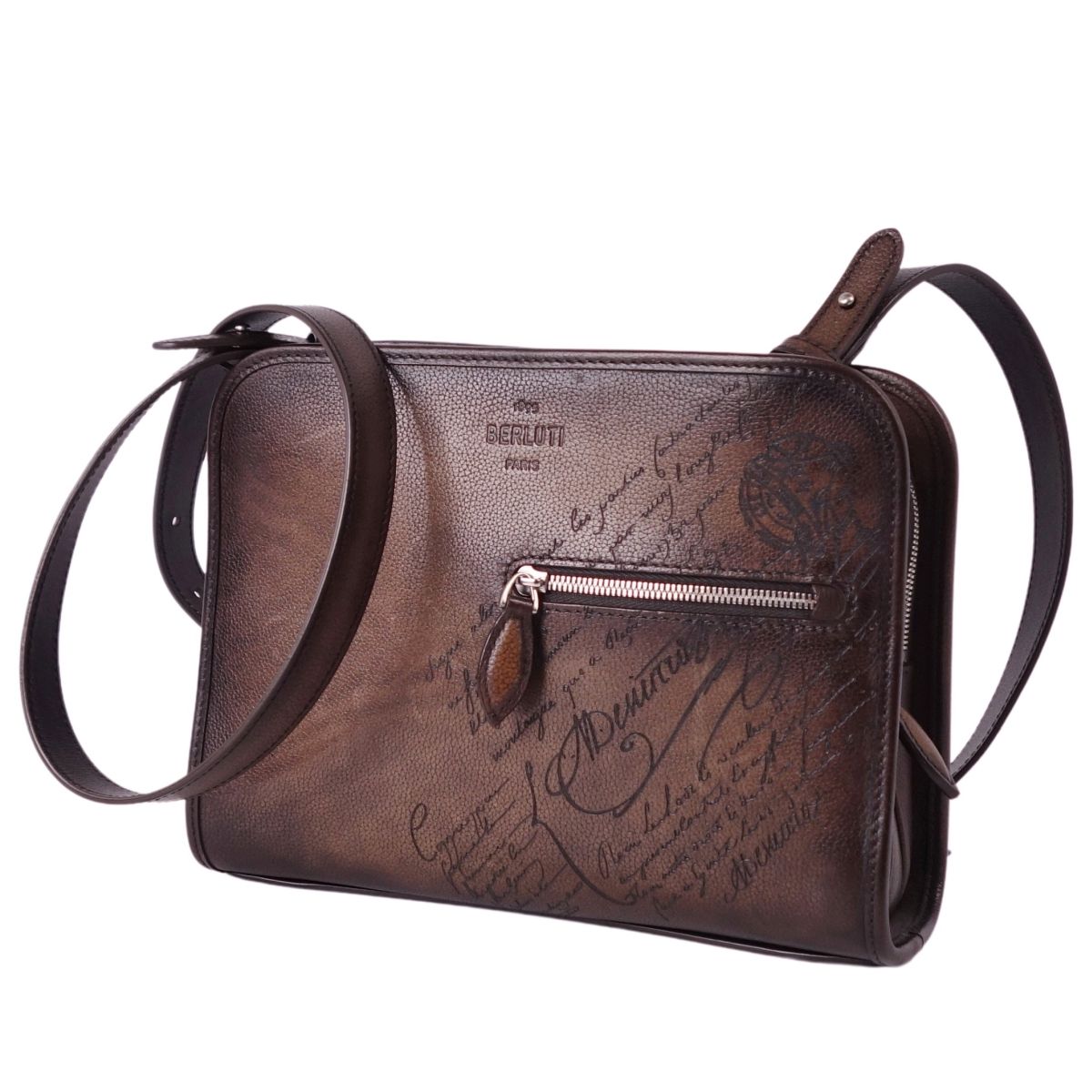 【美品】ベルルッティ BERLUTI バッグ ジュルナリエ ショルダーバッグ カリグラフィ スクリット カバン 鞄 メンズ イタリア製 ブラウン【中古】