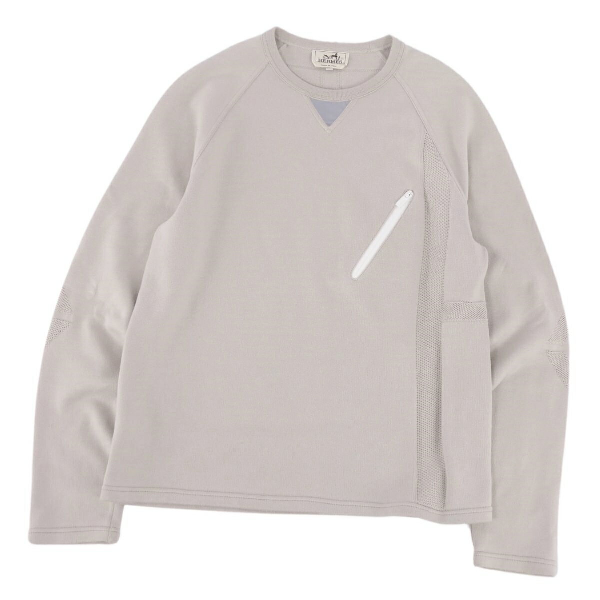 【美品】エルメス HERMES ニット スウェット クルーネック ロングスリーブ 長袖 コットン カシミヤ トップス メンズ L グレー【中古】のサムネイル