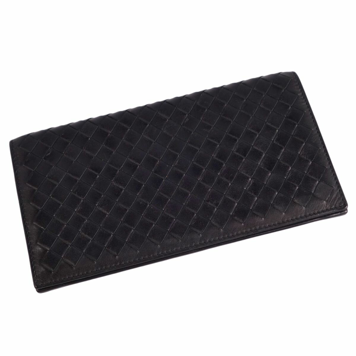 【美品】ボッテガヴェネタ BOTTEGA VENETA 財布 長財布 ロングウォレット 札入れ イントレチャート メンズ イタリア製 ブラック【中古】