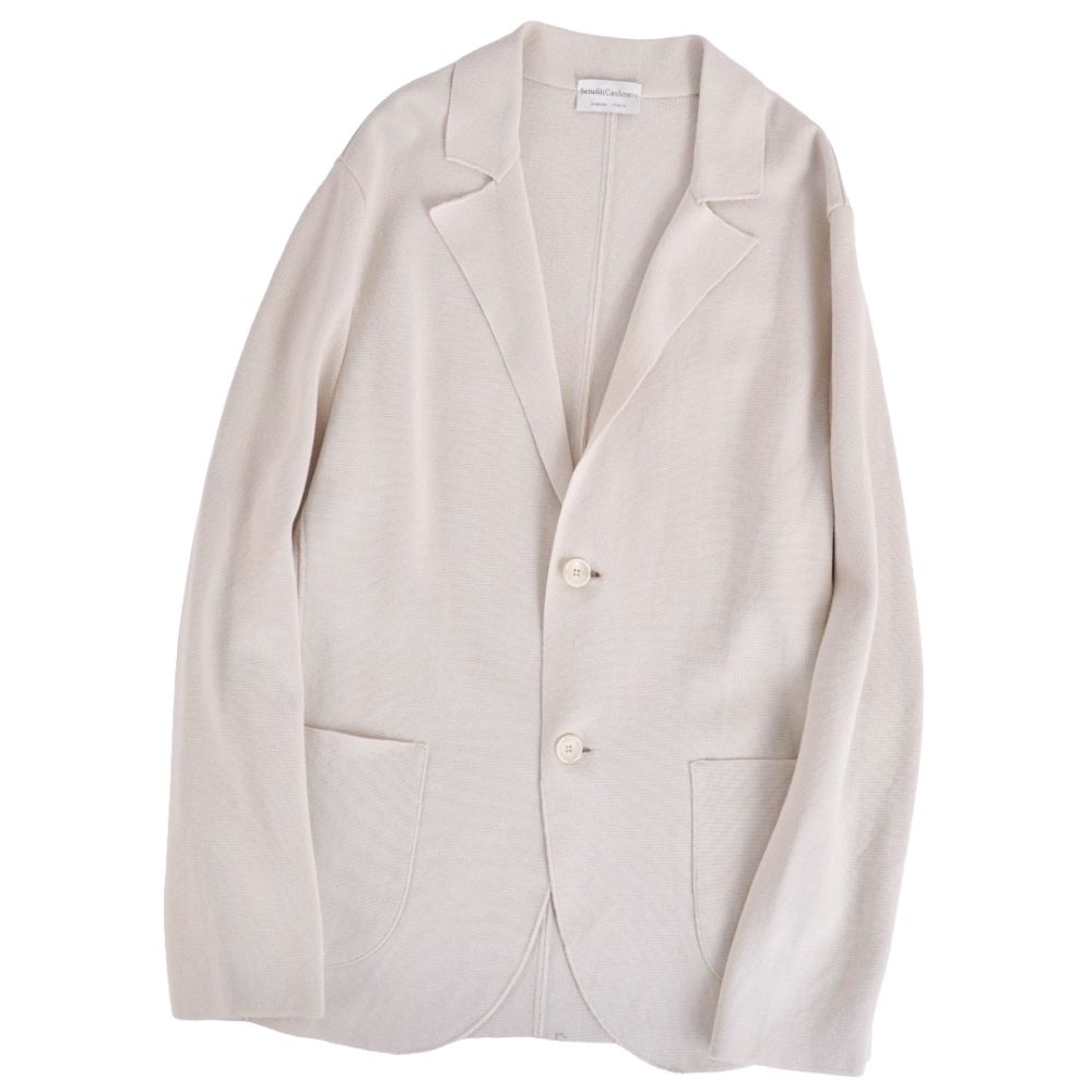 Rakuten - 【美品】セッテフィーリカシミア Settefili Cashmere ジャケット テーラード ニット コットン アウター メンズ イタリア製 50(M相当) アイボリー【中古】