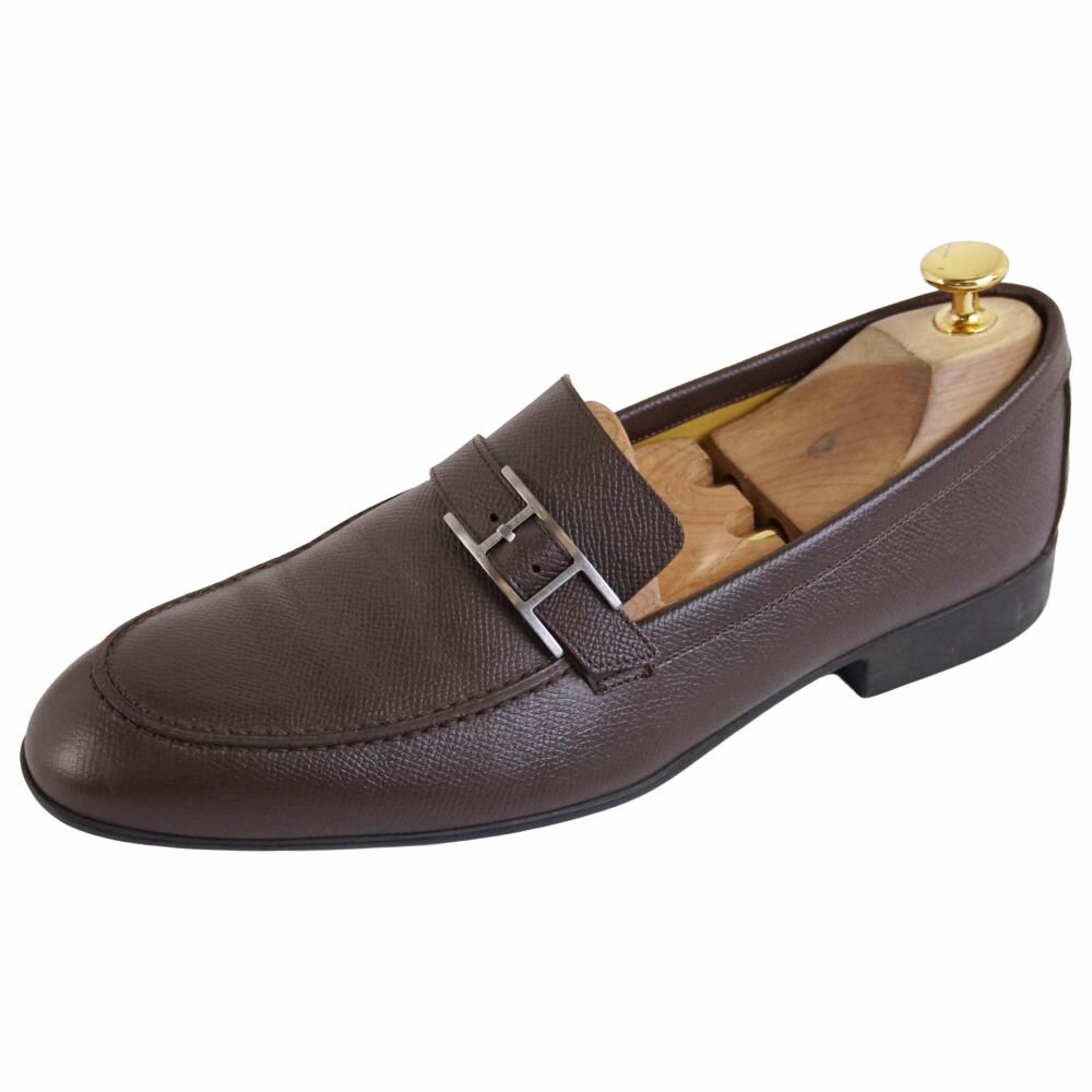 Rakuten - 【美品】エルメス HERMES ローファー モカシン ビジネスシューズ アピ金具 革靴 メンズ イタリア製 40.5(25.5cm相当) ブラウン【中古】