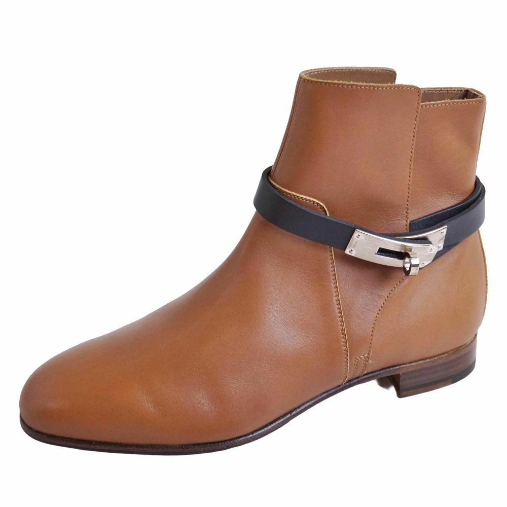 Rakuten - 【新古品】エルメス HERMES ブーツ NEO ネオ ショートブーツ アンクルブーツ ケリー金具 レザー シューズ レディース イタリア製 37(24cm相当) ブラウン【中古】