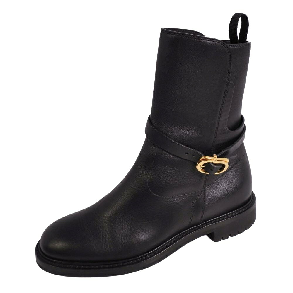 【美品】クリスチャンディオール Christian Dior ブーツ 2020 DIOR EMPREINTE ディオール アンプラント CDバックル レザー シューズ 靴 レディース 36.5D(23.5cm相当) ブラック【中古】