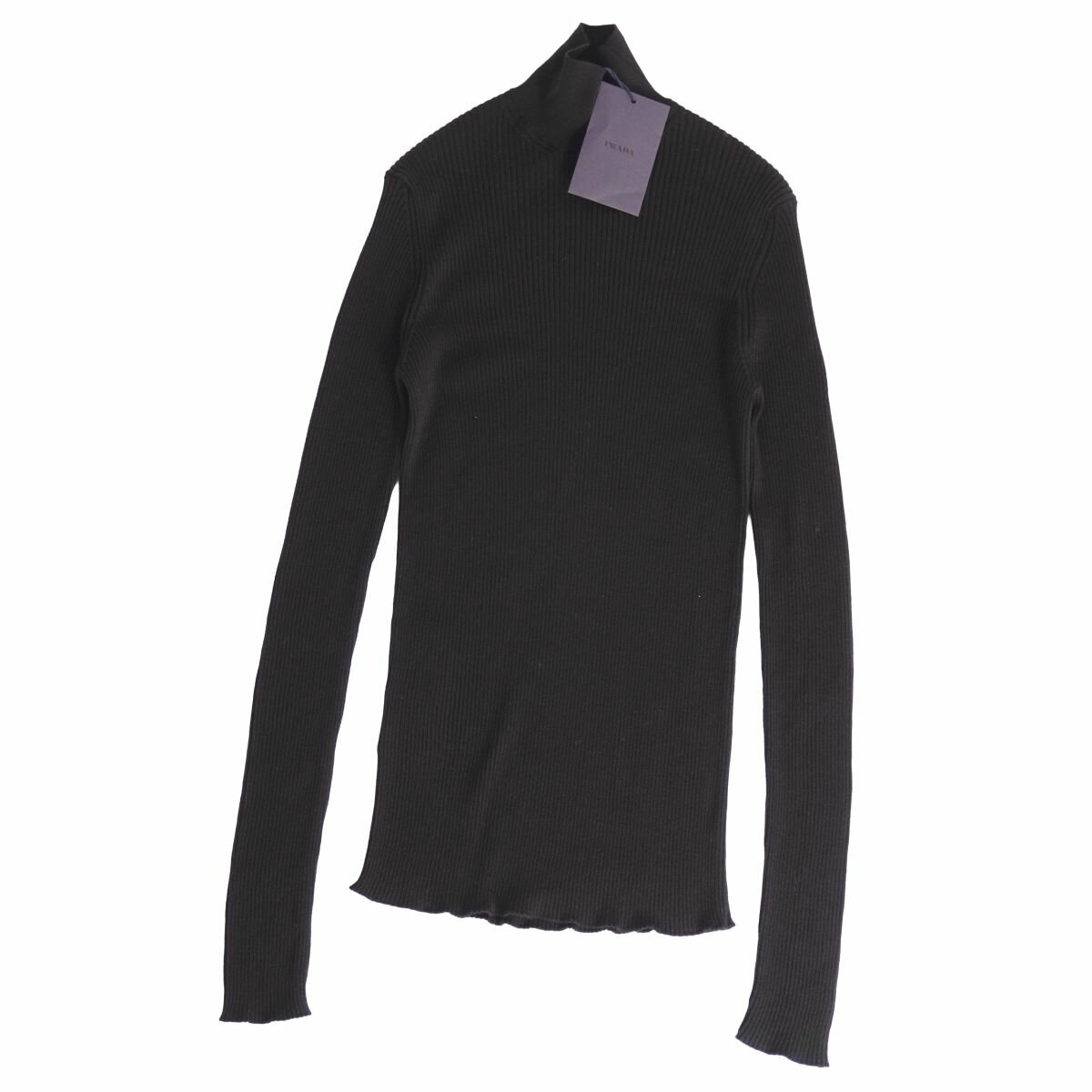 【新古品】プラダ PRADA ニット 2023 セーター ロングスリーブ 長袖 ウール トップス レディース 40(M相当) ブラック【中古】