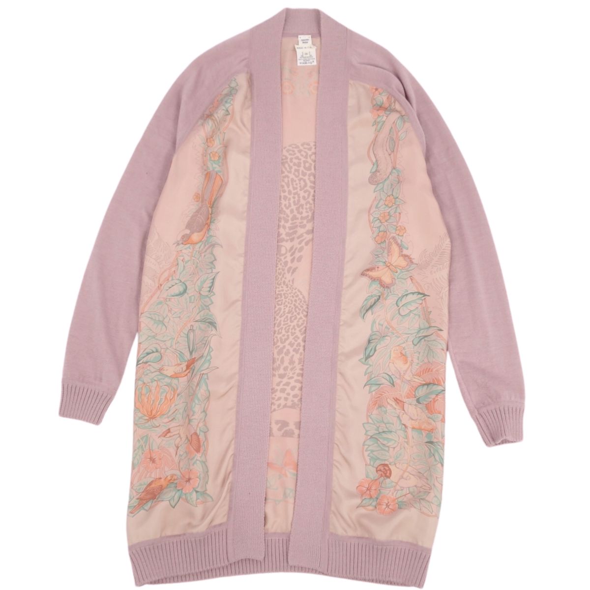 【美品】エルメス HERMES ニット カーディガン コーディガン JUNGLE LOVE シルク切替 アウター レディース 36(S相当) ピンクベージュ【中古】のサムネイル
