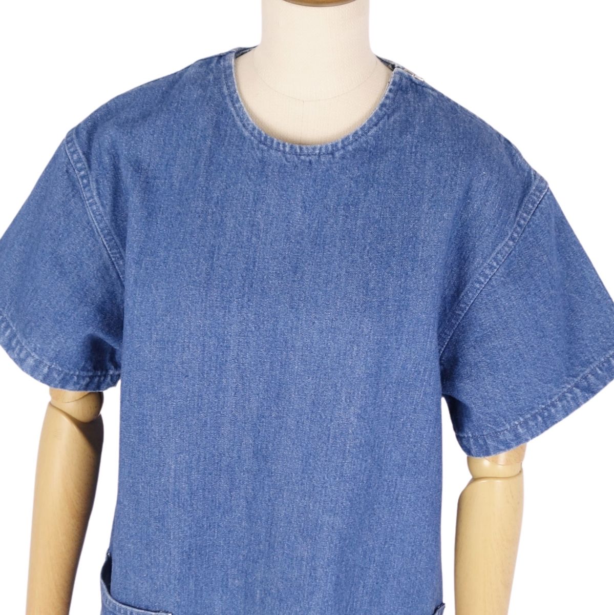 【美品】ハイク HYKE ワンピース デニムワンピース ショートスリーブ 半袖 ミモレ丈 コットン レディース 1(S相当) インディゴブルー【中古】