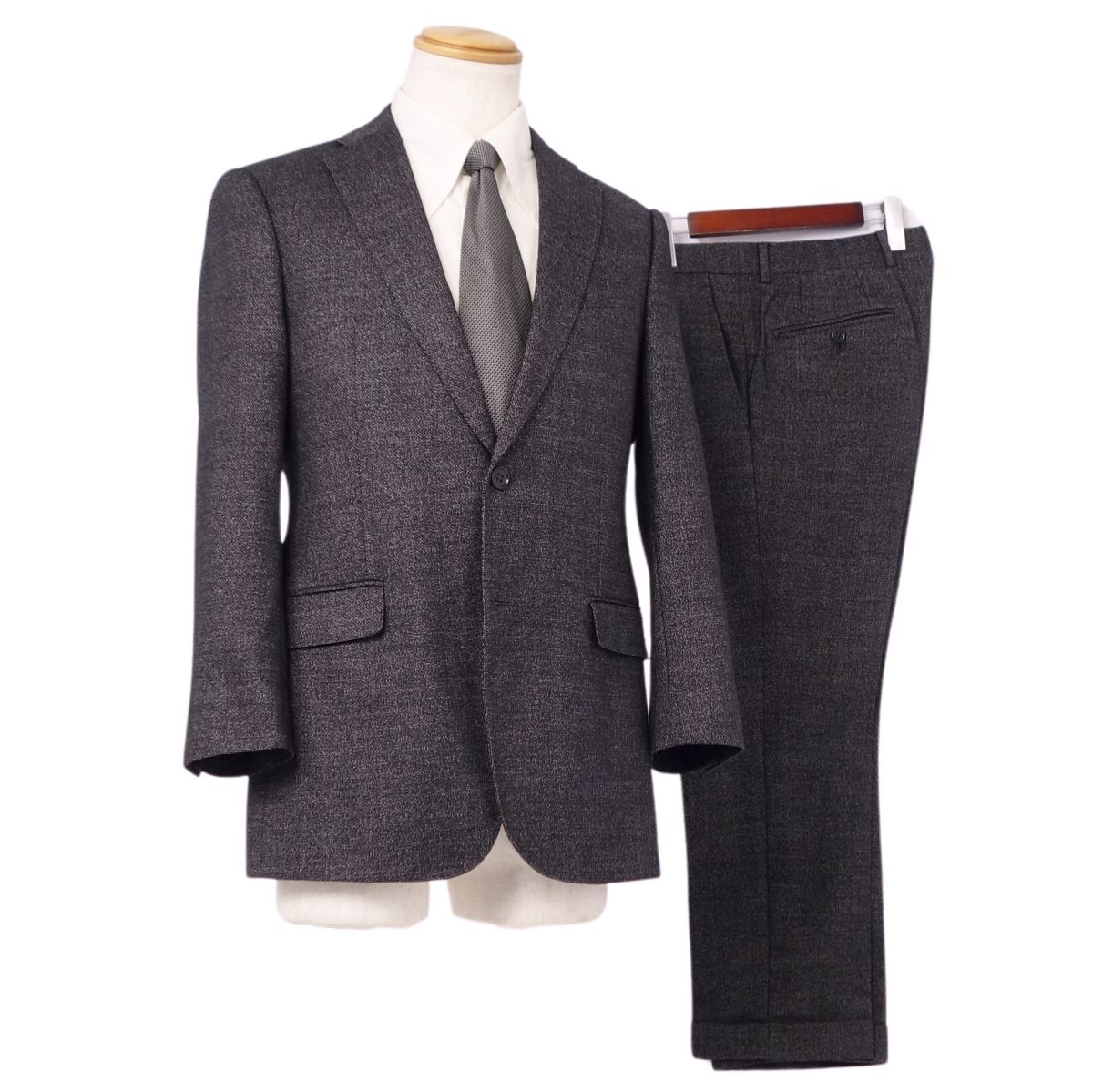 【美品】アルマーニ コレッツォーニ ARMANI COLLEZIONI セットアップ スーツ ジャケット スラックスパンツ ウール シルク メンズ 46(S相当) ダークグレー【中古】