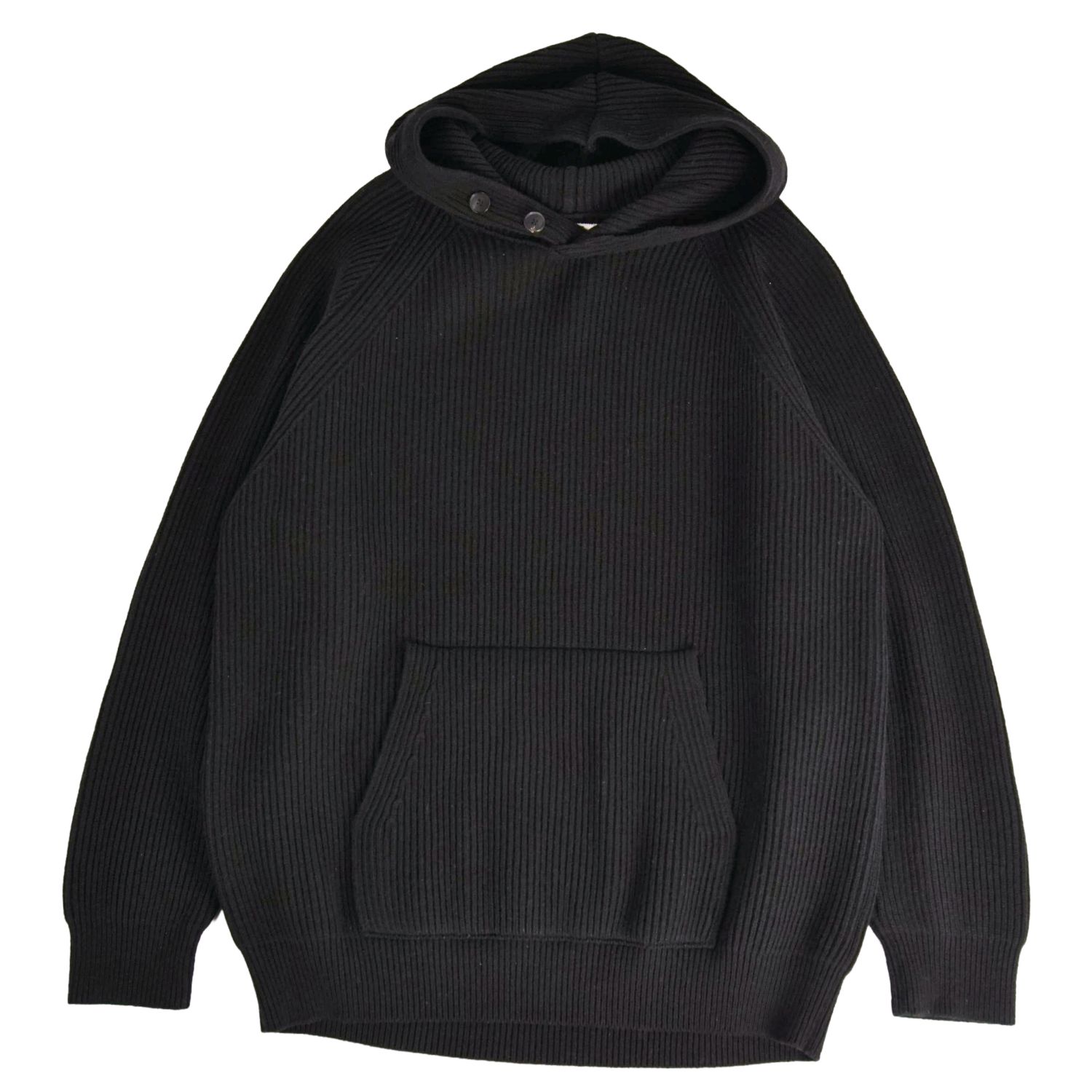 【極美品】オーラリー AURALEE 21AW ニット パーカー フーディ プルオーバー ウール 無地 トップス メンズ 5(L相当) ブラック【中古】