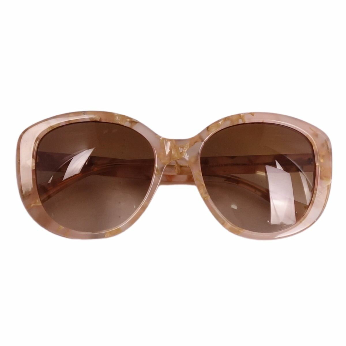 【極美品】ドルチェ&ガッバーナ DOLCE&GABBANA サングラス メガネ 眼鏡 DG4248 キャットアイ型 マーブル アクセサリー レディース 55□19 ベージュ【中古】