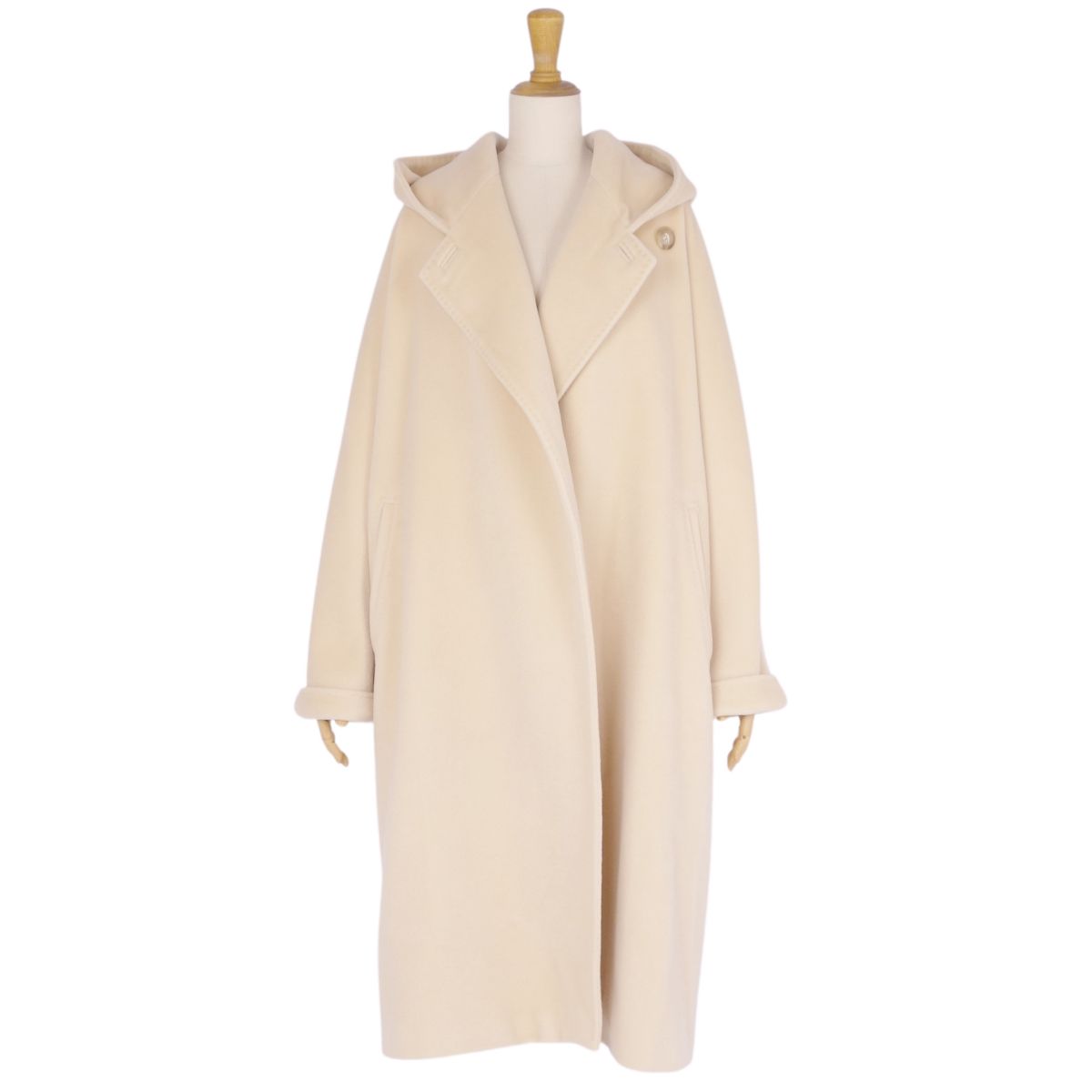 【極美品】マックスマーラ Max Mara コート 白タグ ロングコート ダブルブレスト フード フーディー ウール カシミヤ アウター レディース JI40 USA6 FB38(M相当) ベージュ【中古】のサムネイル