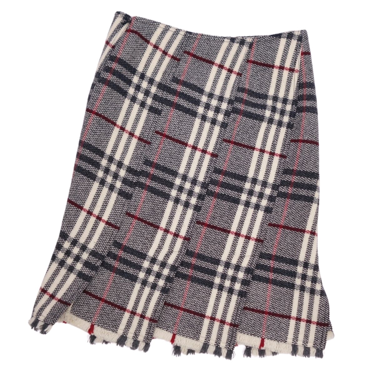 美品 バーバリー ロンドン BURBERRY LONDON スカート ひざ丈 ノバチェック柄 フリンジ ウール ボトムス レディ modestlord-10124843 MODEST LORD 仙台 楽天市場店 サンプル画像3