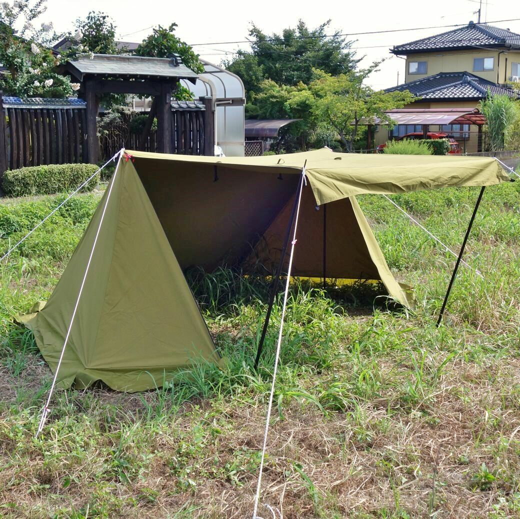 【新品同様】テンマク デザイン tent-Mark DESIGNS 炎幕 TC 跳ね上げポール付き パップテント ソロ テント アップライトポール キャンプ アウトドア【中古】