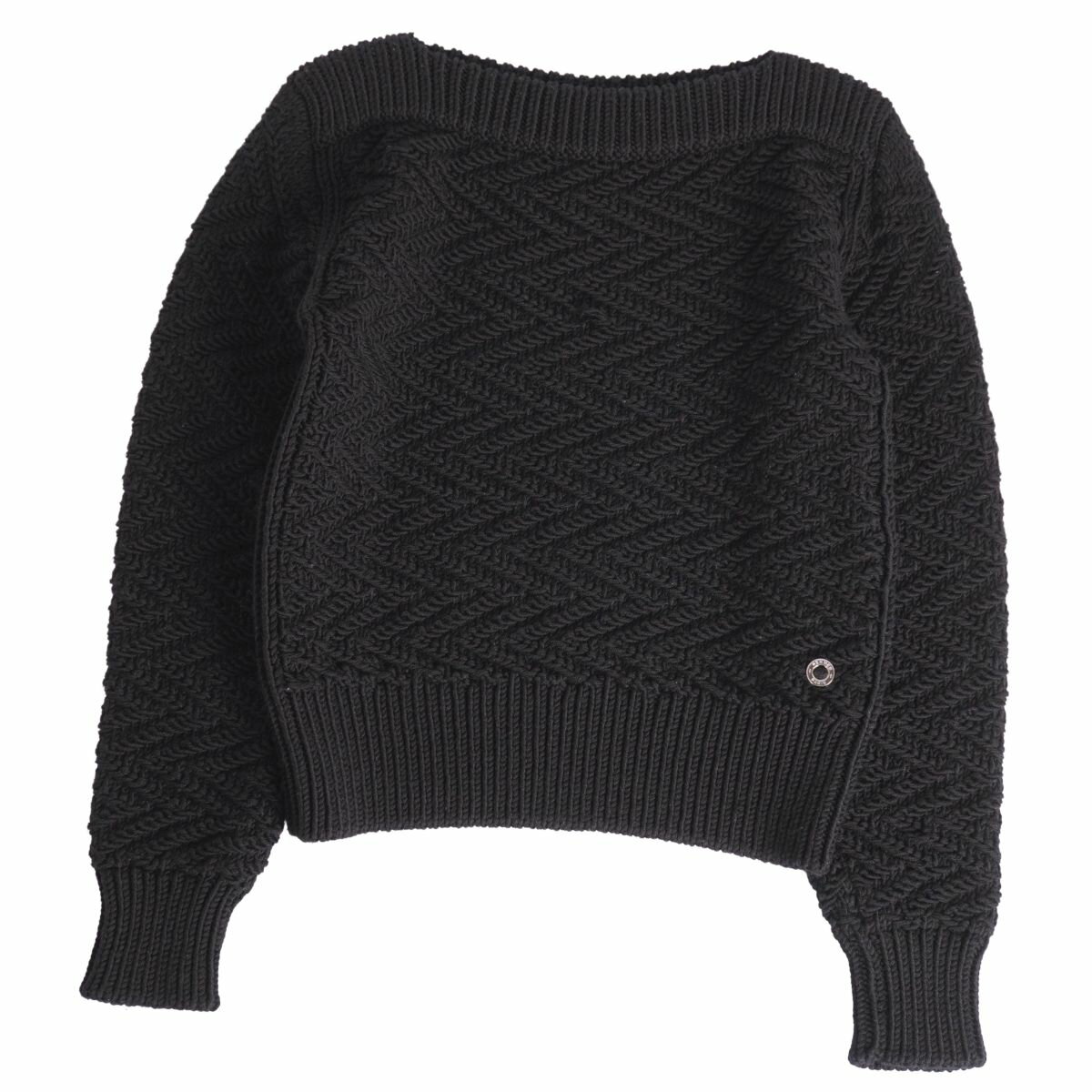 【美品】エルメス HERMES ニット セーター ロングスリーブ 長袖 ウール トップス レディース イタリア製 34(S相当) ブラック【中古】