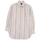【美品】エトロ ETRO シャツ ボタンダウンシャツ ロングスリーブ 長袖 ストライプ 刺繍 コットン トップス メンズ 40(M~L相当) マルチカラー【中古】
