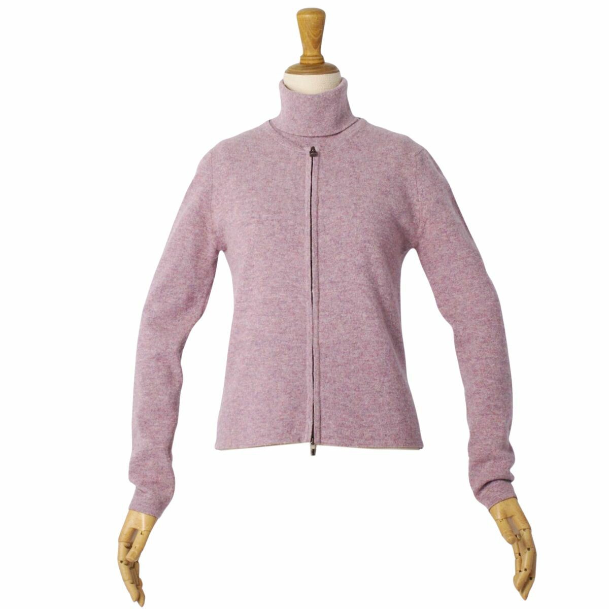 【美品】エルメス HERMES ゴルチエ期 アンサンブル ニット カーディガン カシミヤ トップス レディース スコットランド製 XS パープル【中古】