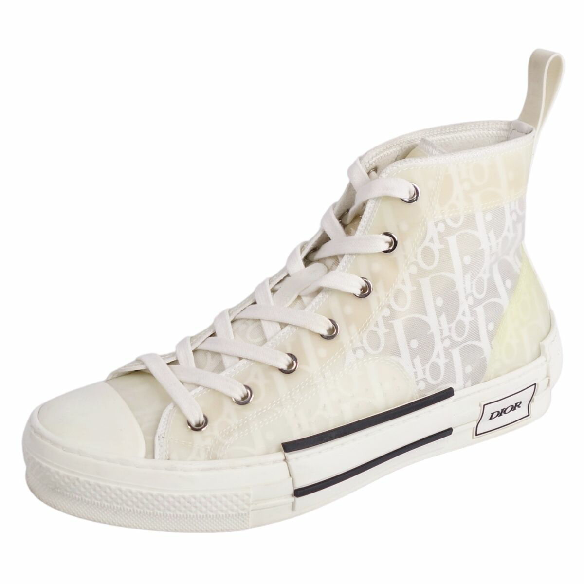 樂天商城 - 【美品】ディオールオム DIOR HOMME スニーカー B23 ハイカット レースアップ オブリーク トロッター シューズ メンズ イタリア製 39(24cm相当) ホワイト【中古】