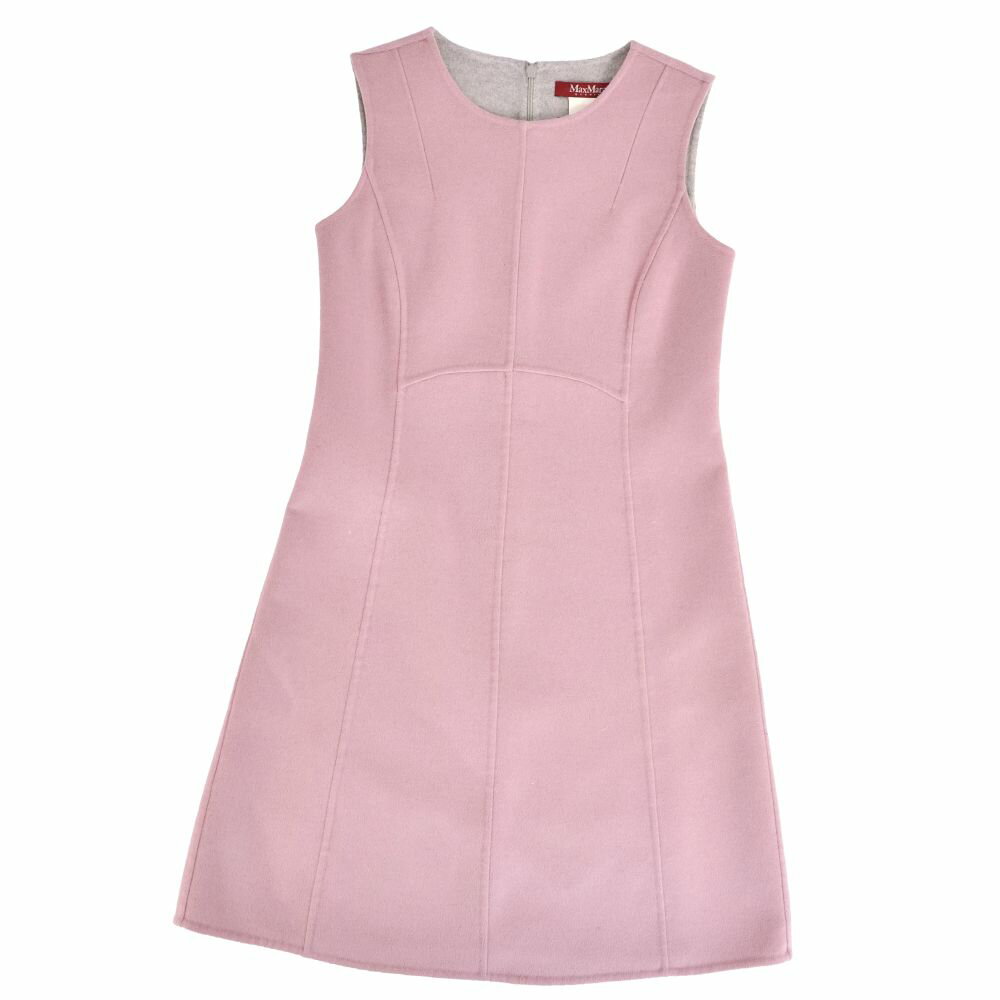 【美品】マックスマーラ Max Mara STUDIO ワンピース ノースリーブ cucito a mano クチートアマーノ ウール トップス レディース JI38 USA4 GB6(S相当) ピンク【中古】