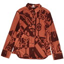 【極美品】エルメス HERMES シャツ 22SS ブラウス ロングスリーブ 長袖 総柄 シルク ジャージー トップス レディース 40(M相当) ブラウン【中古】