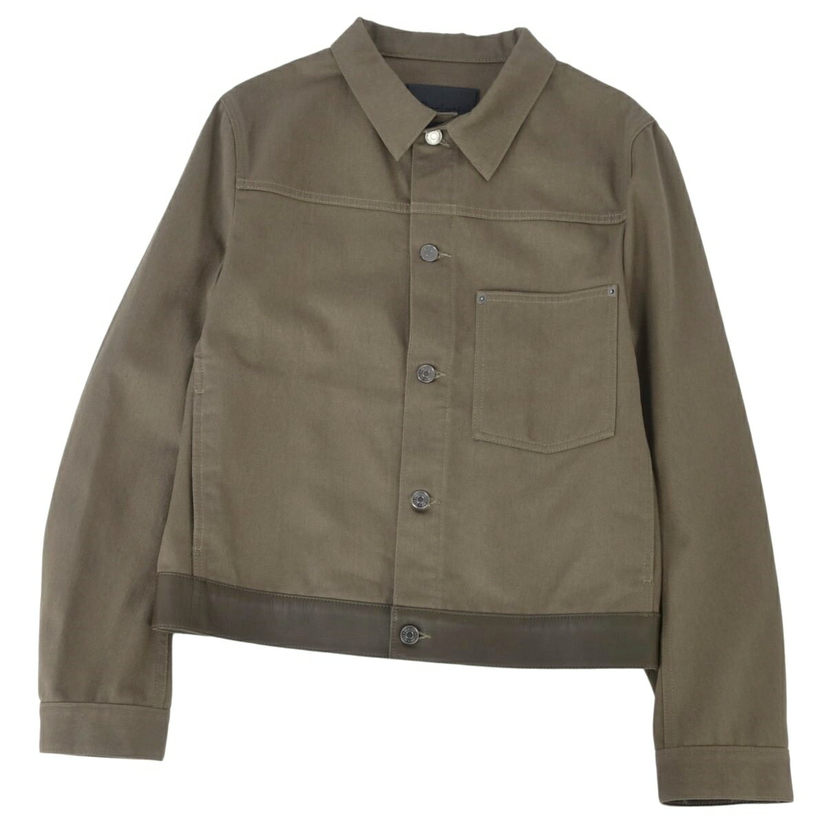 【極美品】ベルルッティ Berluti ジャケット デニムジャケット コットン ラムレザー アウター メンズ イタリア製 48(M相当) カーキ【中古】