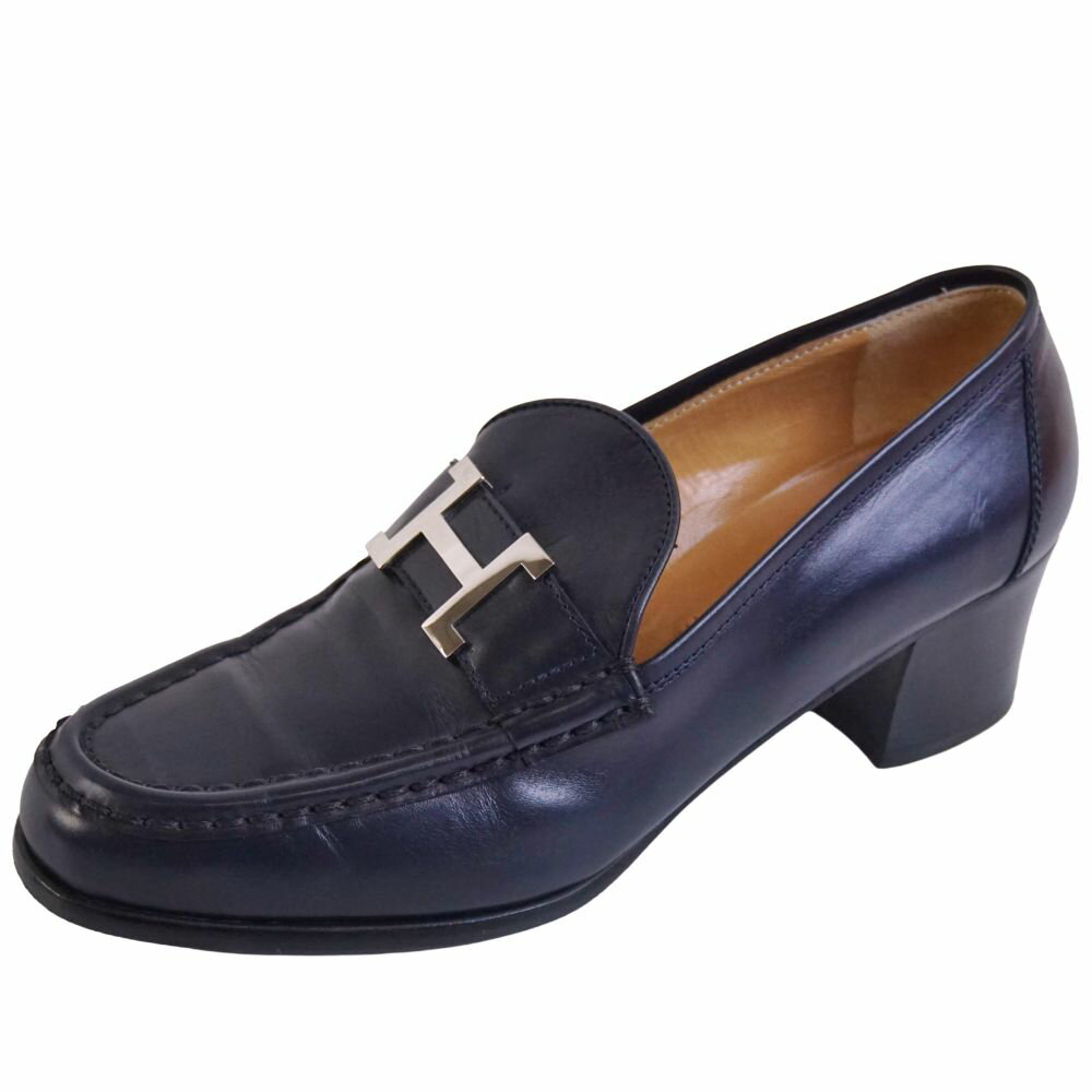 Rakuten - 【美品】エルメス HERMES ローファー モカシン コンスタンス Hロゴ金具 レザー シューズ 靴 レディース イタリア製 36(23cm相当) ネイビー【中古】