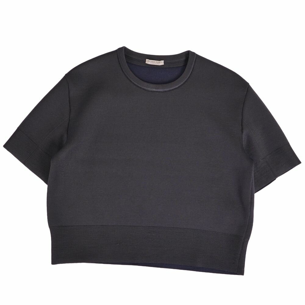 Rakuten - 【美品】ボッテガヴェネタ BOTTEGA VENETA ニット セーター ショートスリーブ 半袖 ウール シルク トップス レディース イタリア製 40(M相当) ブラック【中古】